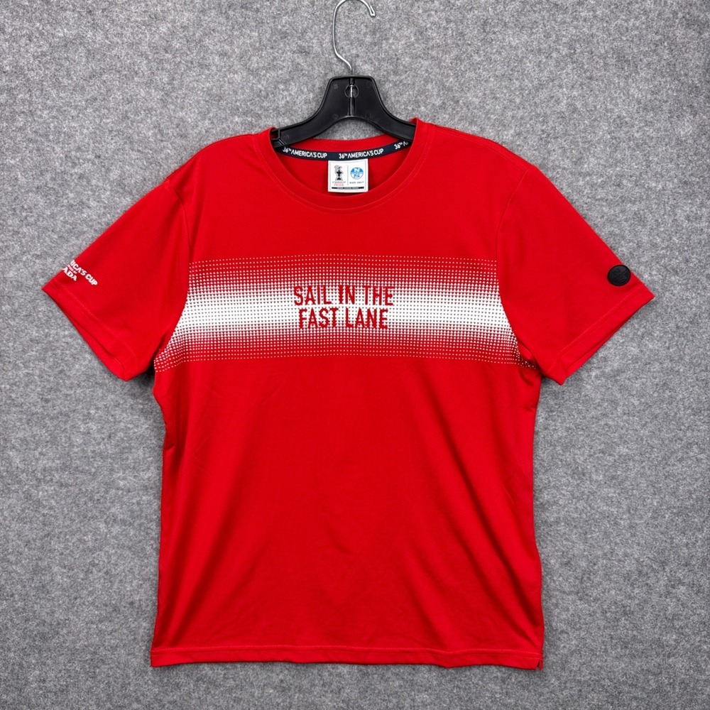 North Sails Mens 36th Americas Cup Prada T-Shirt Red Sail In The Fast Lane L